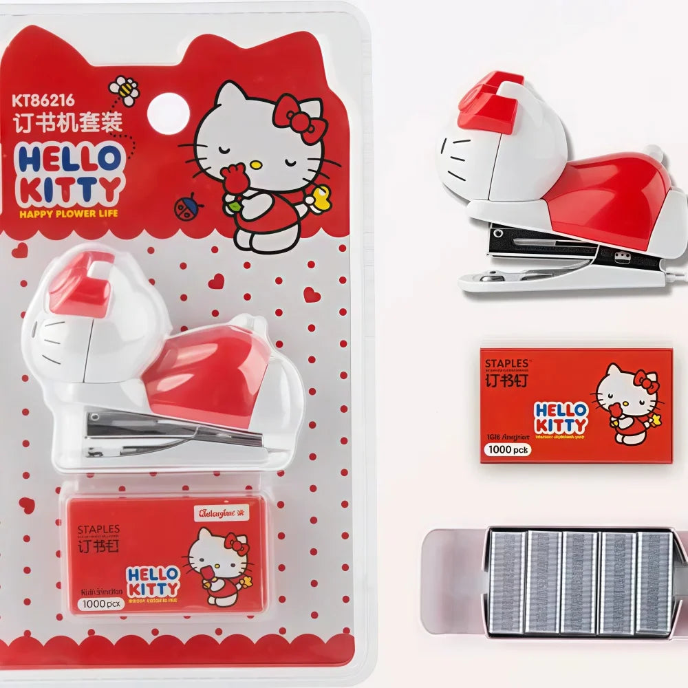 Hello Kitty Sanrio Mini agrafeuse ensemble Portable Compact Design Adorable pour l'école bureau papeterie approvisionnement enfants filles cadeau présent