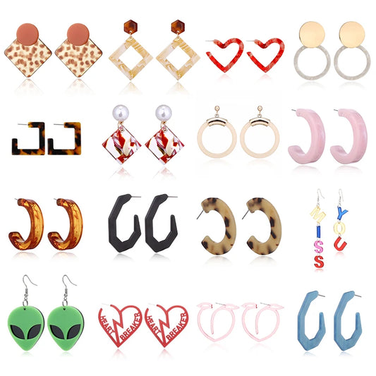 Boucles d'Oreilles promenales en Forme de Losange pour Femme, Bijou en Acrylique,