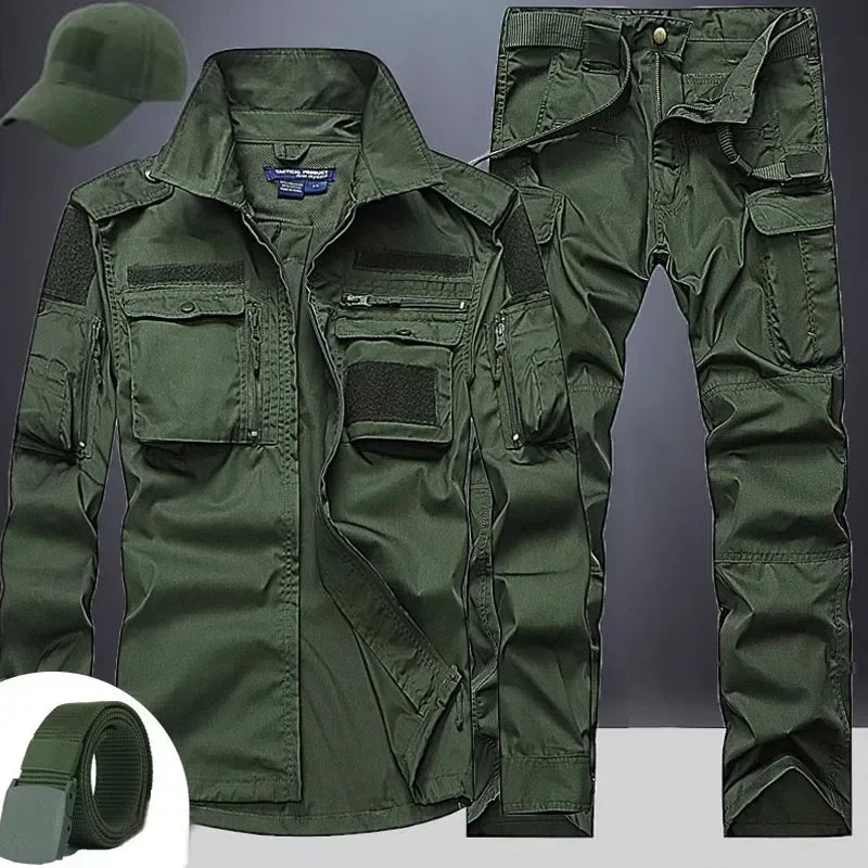 Ensemble de Vêtement d'Été pour Homme, Chemise à Manches sulf, Pantalon Cargo, Respirant, à Poches Multiples, Style Militaire