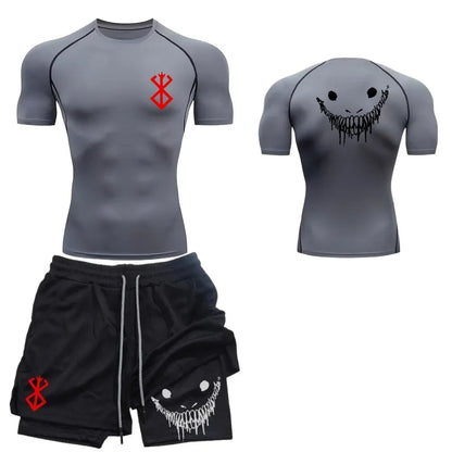 Ensemble de fitness décontracté à la mode pour hommes, vêtements de sport à séchage rapide, shorts + chemise, ensemble 2 pièces, course à pied, entraînement, été