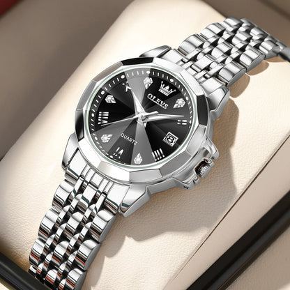 OLEVS 9931X femmes montres mode originale parfumé montre à Quartz étanche losange en acier inoxydable Date