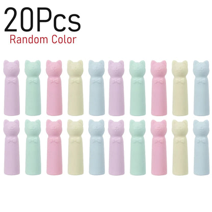 Gommes à crayon en caoutchouc pour chat, 1 à 20 pièces, capuchon de pointe de crayon, Kawaii, lingette propre, stylo mignon, capuchon de décoration, papeterie pour étudiants, fournitures scolaires et de bureau