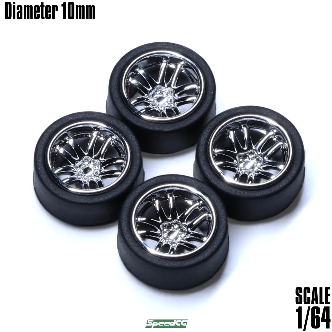 SpeedCG-Roues ABS 1/64 avec caoutchouc, pièces modifiées de type K, diamètre 10mm, pour modèle de voiture de course, véhicule jouet Hotwheels Tomica