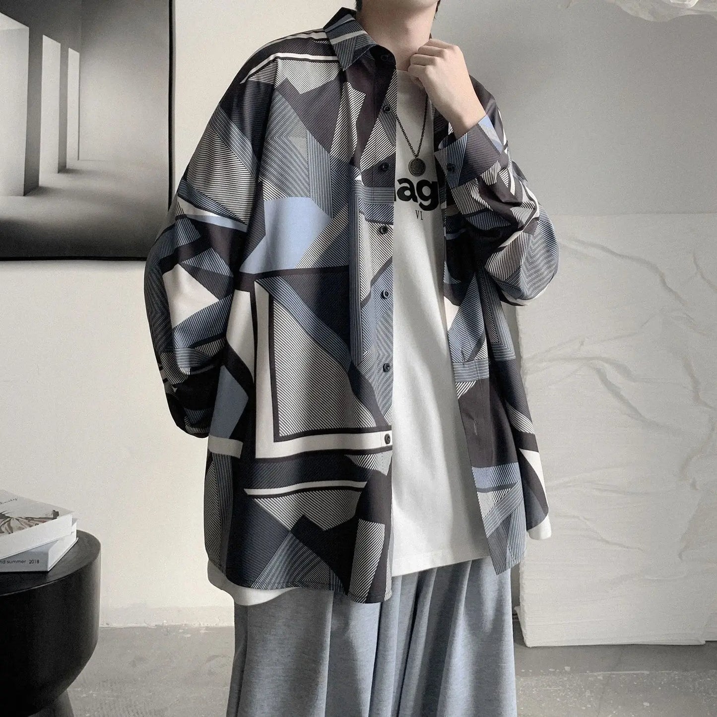 Chemises à col rabattu à manches longues pour hommes, impression Aadt, beau printemps, mode d'été mince, streetwear décontracté, vêtements à boutons