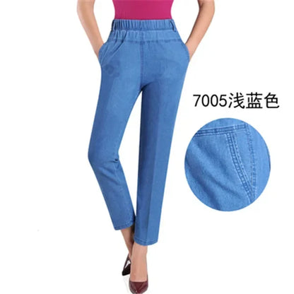 L-5XL Jeans Femme Printemps Été Nouvelle Broderie Neuf Denim Pantalon Slim Taille Haute artificiel asticité Casual Femmes Cowboy Pantalon H450
