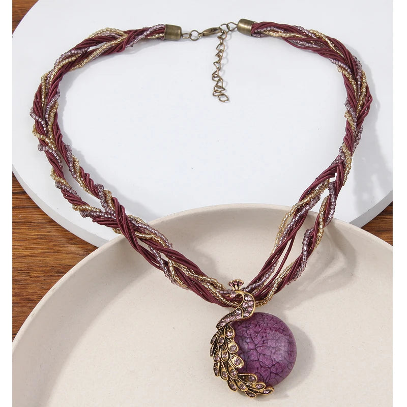 Collier ras du cou ethnique bohémien pour femmes, fait à la main, perles multicouches, bijoux de décoration en cristal