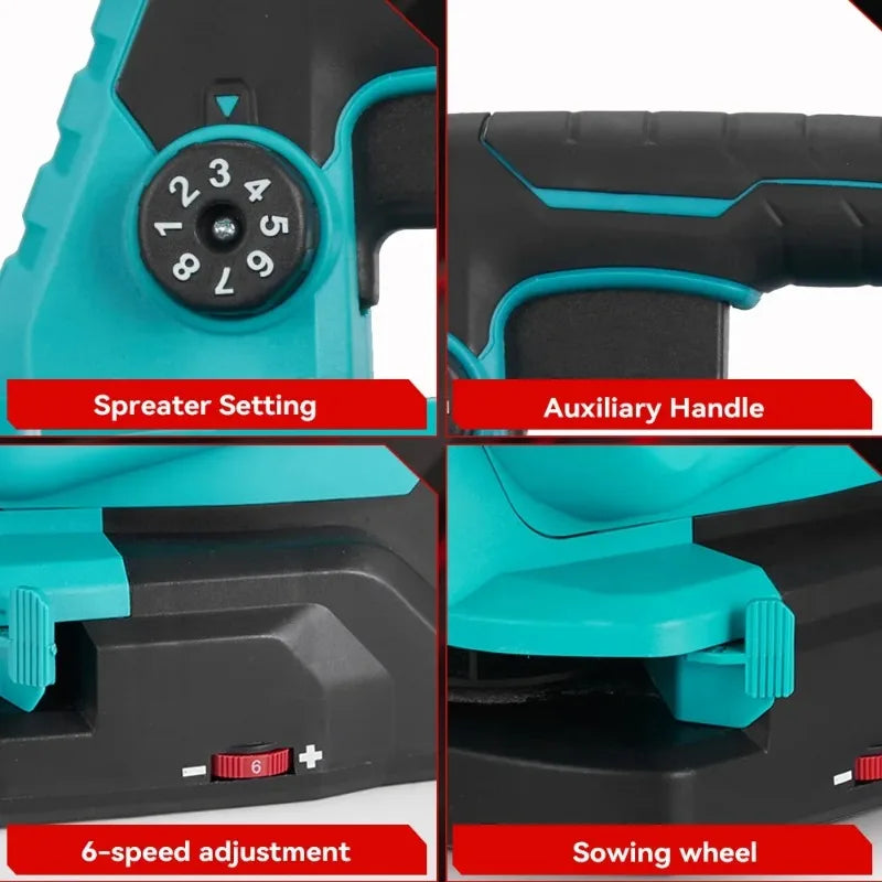 Épandeur d'engrais automatique à 6 vitesses, épandeur d'engrais électrique portatif, graines d'herbe, légumes, outils électriques de jardin agricole