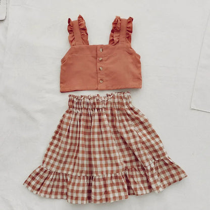 Ensemble de vêtements d'été pour filles, t-shirt à manches courtes + pantalon, 2 pièces