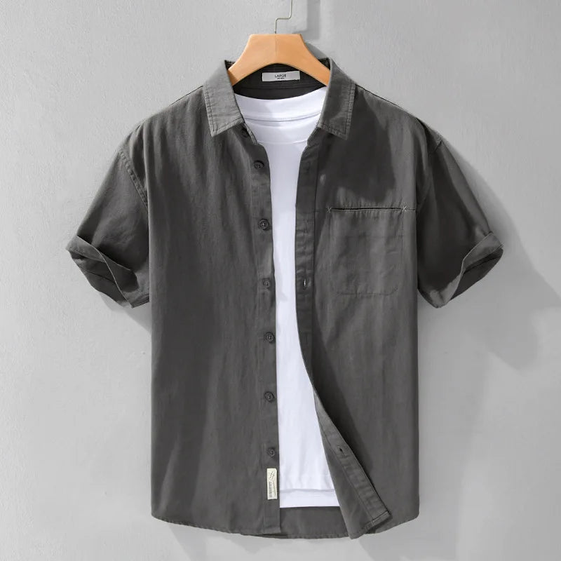 Chemises à manches courtes en pur coton pour hommes, Streetwear fin et doux, Vêtements décontractés, Nouveau, Été, FY723