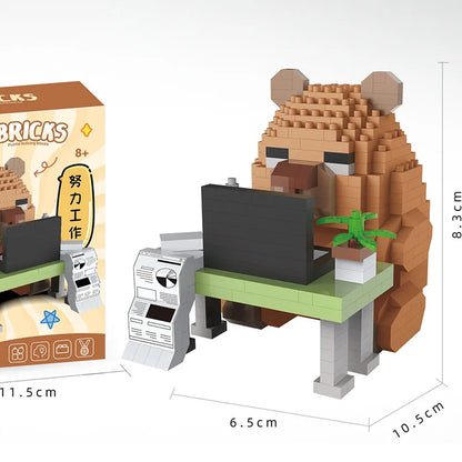 Capybara petits blocs de construction d'animations et de dessins animés, modèles d'action d'assemblage pour décorer les jouets de voiture comme cadeaux Surprise pour les amis