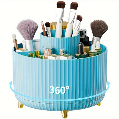 Rotating Makeup Organizer, 360 Degree Rotation, Minimalist Design, High-Gloss ABS Plastic, Perfect For Bedroom, Vanity, Bathroom Storage