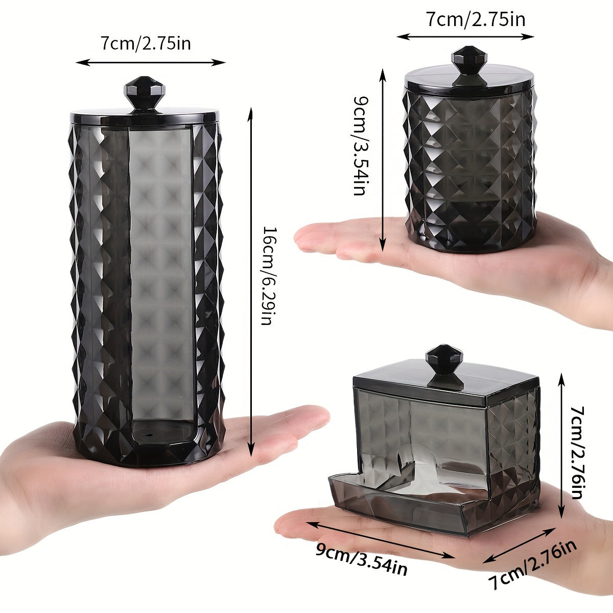 3 Swab Racks, Bathroom Dispenser, Ball Storage Box, Swabs, Round Pads And Floss Picks, Clear Storage Jar with Lid, Home Organization And Storage Supplies, Storage Bins for Home Organization, Baskets, Bins & Containers for Hom