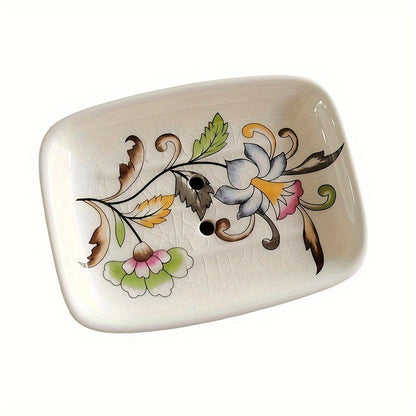 Elegant Ceramic Soap Dish with Drainage - Large, European-Style Bathroom Accessory for Home and Hotel Use