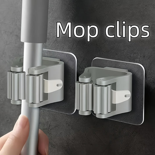 2/3pcs, mop rack, mop hook, mop clip, wall mounted mop and broom storage clip, mop hanger, bathroom kitchen garden multi-tool storage clip, cleaning accessories, household gadgets