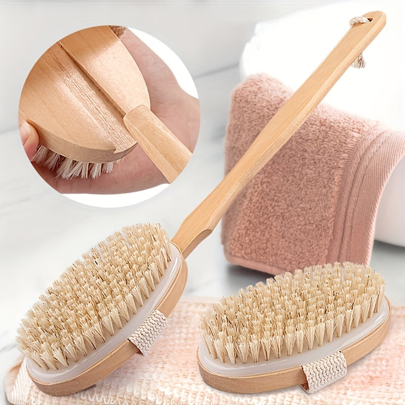 Soft Bath Back Massage Brushes Long Wooden Handle Bristle Brush Wet Dry Skin Body Exfoliating Scrubbers Bathroom Shower Tools