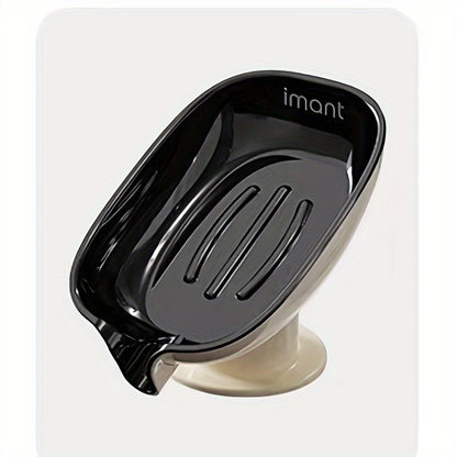 Elegant Oval Soap Dish - Durable Plastic, Self-Draining Design for Bathroom Use