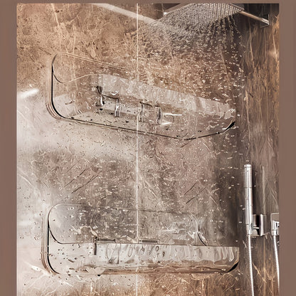 Easy-Install Wall-Mounted Bathroom Organizer - No Drill, Transparent Resin Storage Shelf for Toiletries & Cosmetics