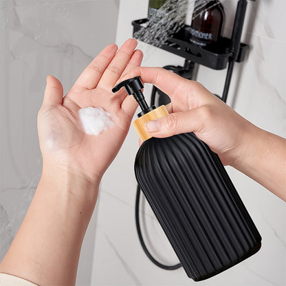 3pcs Refillable Bathroom Dispenser Set, Plastic,, Freestanding, Manual Pump Lotion Dispenser, Swab Holder, Toothbrush Organizer, with No Electricity Needed