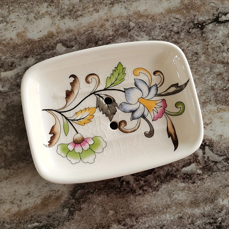Elegant Ceramic Soap Dish with Drainage - Large, European-Style Bathroom Accessory for Home and Hotel Use