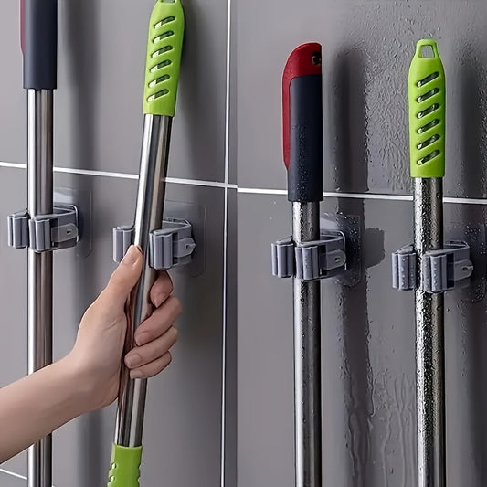 2/3pcs, mop rack, mop hook, mop clip, wall mounted mop and broom storage clip, mop hanger, bathroom kitchen garden multi-tool storage clip, cleaning accessories, household gadgets