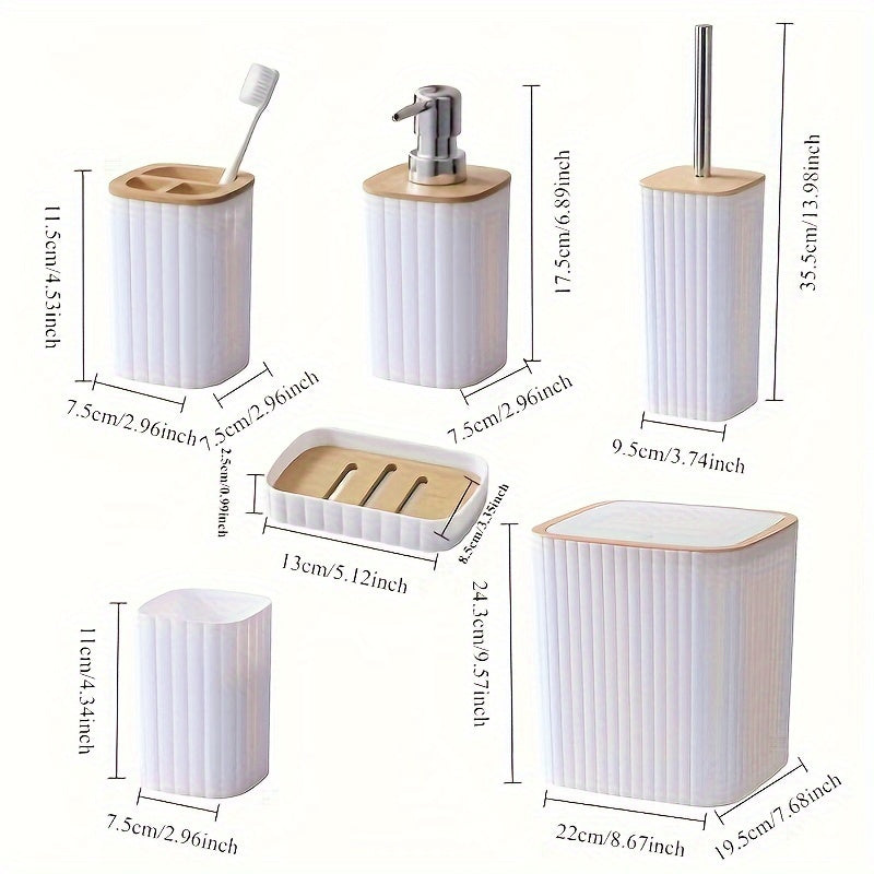 6pcs Black Bathroom Supplies Gold-plated Set Toilet Set, The Set Includes Trash Can, Toilet Brush, Soap Dispenser, Toothbrush Cup, Mouthwash Cup, Soap Box