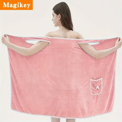 Large Soft Coral Fleece Bath Towel with Pocket - Absorbent & Quick-Dry, Lightweight & Durable for Beach, Home, and Bathroom Use, Perfect Holiday Gift for Halloween, Thanksgiving, Christmas, Quickdry Towel | Playful Design Tow