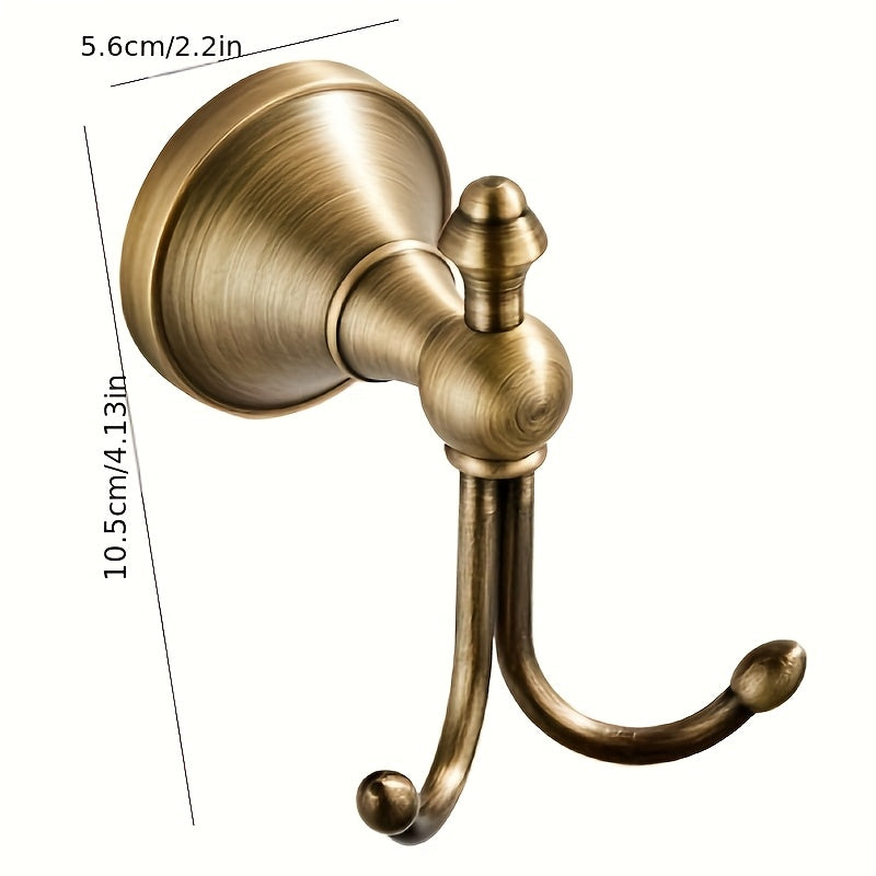 Boho Antique Brass Towel Hook, Wall Mounted Robe and Coat Hanger, Brushed Metal Finish, Easy Install, for Bathroom and Clothes Storage