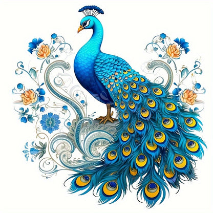 Peacock Toilet Lid Decal - 1pc Self-adhesive Animal Print Bathroom Decoration, Semi-glossy Finish, Plastic Surface Compatible, Single Use Peel and Stick Tank Cover Embellishment