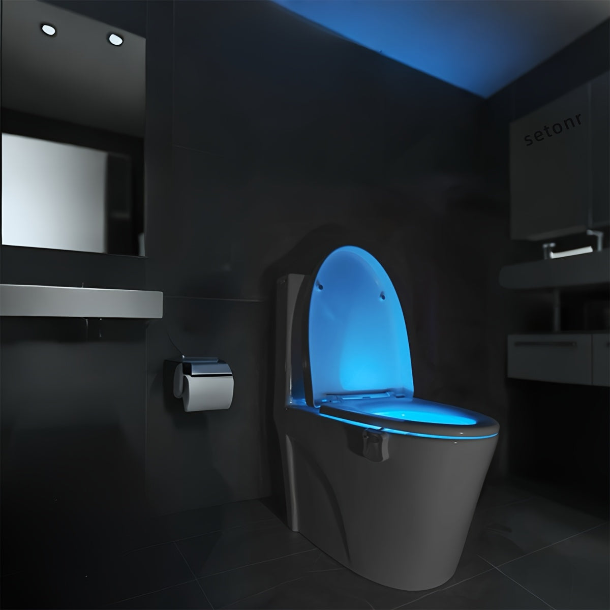 Setonr 1pc 16 Colors Human Motion Sensor Toilet Light Inside Toilet Bowl Bathroom LED Night Light for Toilet Bowl Christmas Gift