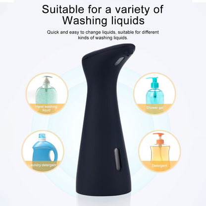 Sleek Black Automatic Soap Dispenser - Touchless, Wall-Mounted/Countertop Pump for Hand, Lotion, Shampoo - Ideal for Bathroom, Kitchen, Office - Battery Operated, Fragrance-Free, Soap Dispenser Bathroom
