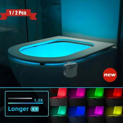 Setonr 1pc 16 Colors Human Motion Sensor Toilet Light Inside Toilet Bowl Bathroom LED Night Light for Toilet Bowl Christmas Gift