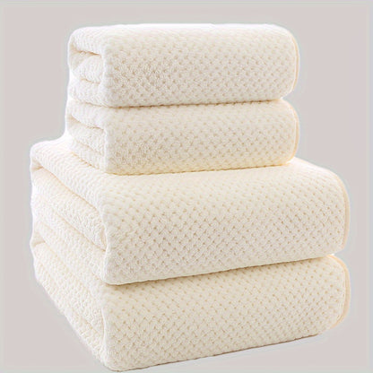 4pcs Luxury Pineapple Mesh Towel Set - Ultra Absorbent, Quick Dry, Super Soft & Skin-Friendly Bathroom Towels - Ideal for Home Use