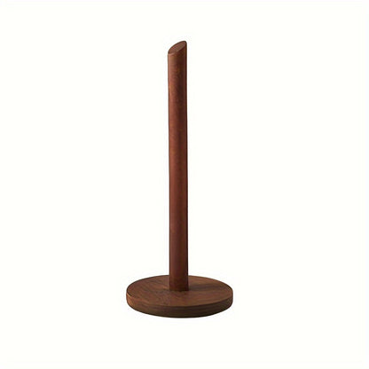 1pc Elegant Solid Wood Paper Towel Holder - No-Drill, Freestanding Design for Kitchen & Bathroom, Natural Wood Finish, Ideal for Roll Paper Storage