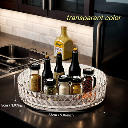 Plateau tournant à 360° - Organisateur de rangement multifonctionnel en plastique pour salle de bain, cuisine et coiffeuse