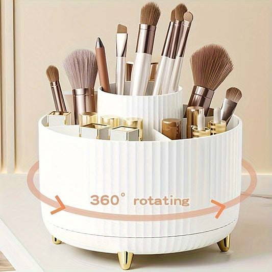Rotating Makeup Organizer, 360 Degree Rotation, Minimalist Design, High-Gloss ABS Plastic, Perfect For Bedroom, Vanity, Bathroom Storage