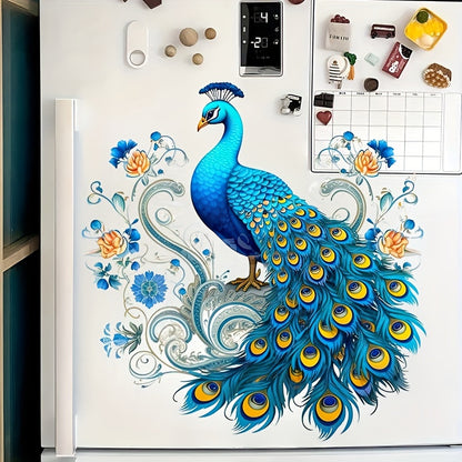 Peacock Toilet Lid Decal - 1pc Self-adhesive Animal Print Bathroom Decoration, Semi-glossy Finish, Plastic Surface Compatible, Single Use Peel and Stick Tank Cover Embellishment