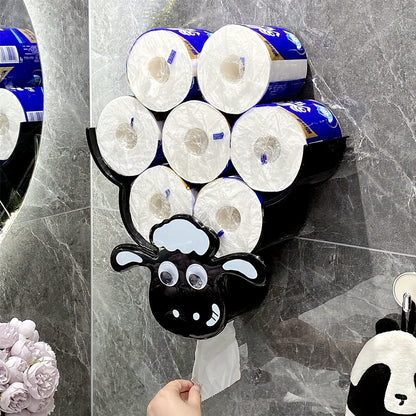 1Pc Animal-Shaped Wall-Mounted Plastic Tissue Holder, Multifunctional Toilet Paper Roll Storage Rack for Bathroom And Living Room Halloween, Christmas Decorations