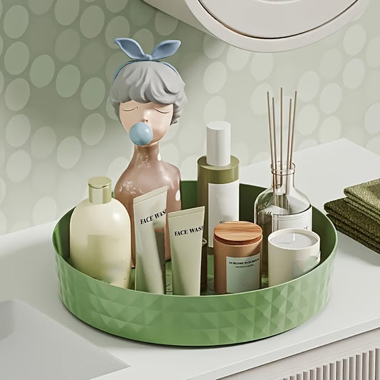 Plateau tournant à 360° - Organisateur de rangement multifonctionnel en plastique pour salle de bain, cuisine et coiffeuse