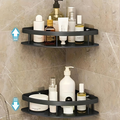 1pc No-Drill Corner Shower Caddy - Wall Mounted Bathroom Storage Rack for Shampoo & Accessories
