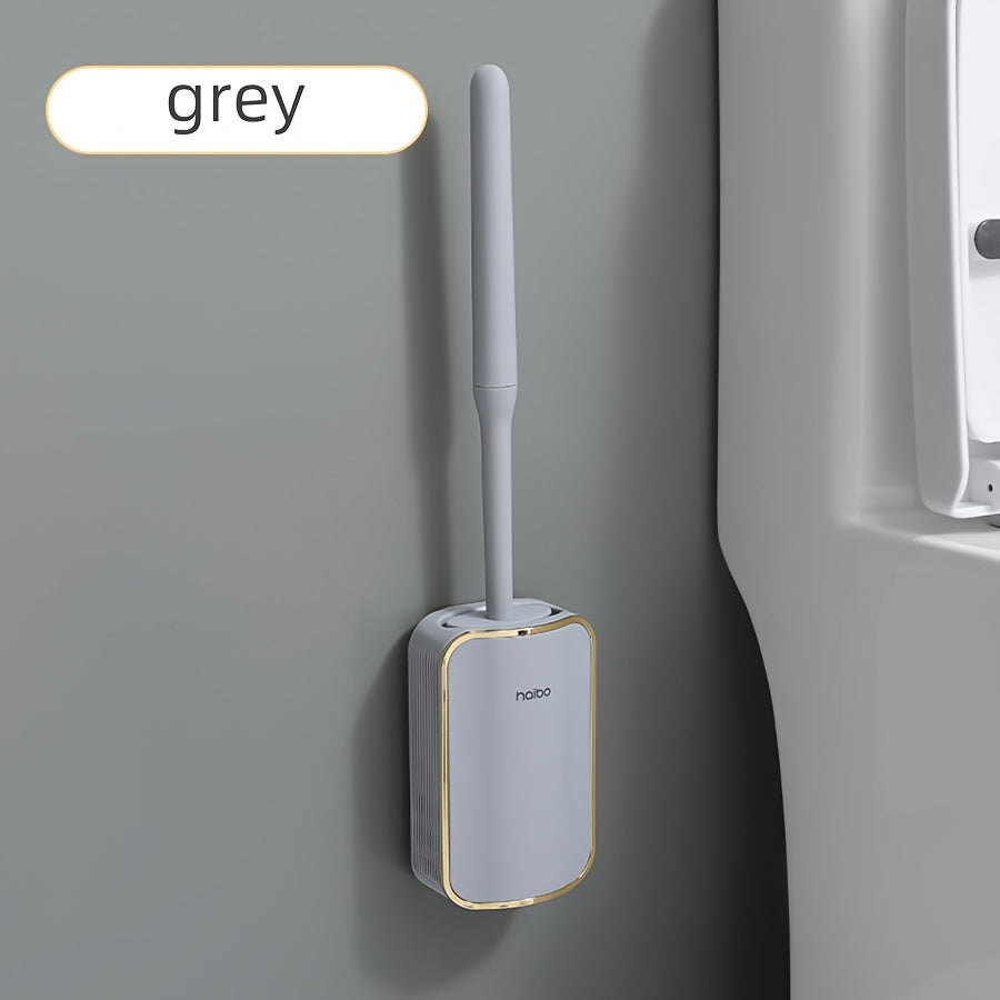 Luxury Wall-Mounted Toilet Brush Set with Long Handle - Silicone, No Dead Corner Cleaning for Bathroom Toilet Brush And Holder Set