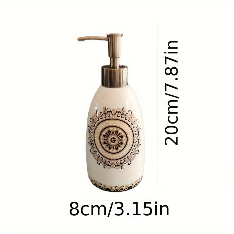 1pc Elegant Ceramic Soap Dispenser with Decorative Designs - Refillable Countertop Lotion & Dish Soap Pump, PVC-Free, Ideal for Kitchen and Bathroom Decor, Christmas/Halloween Gift Decoration
