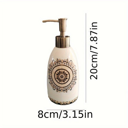 1pc Elegant Ceramic Soap Dispenser with Decorative Designs - Refillable Countertop Lotion & Dish Soap Pump, PVC-Free, Ideal for Kitchen and Bathroom Decor, Christmas/Halloween Gift Decoration