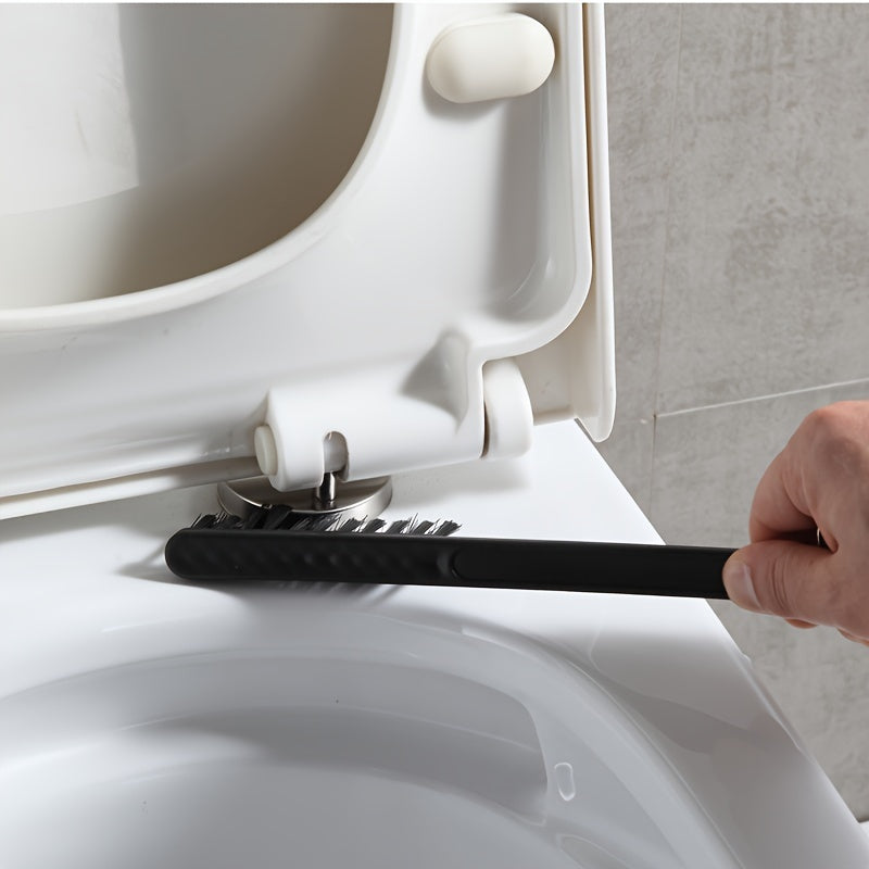 3pcs Modern Bathroom Toilet Brush Set with Long Handle, Wall-Mounted Holder, Hard Bristle Brushes, No-Drill Installation, Plastic Material, Electricity-Free Use