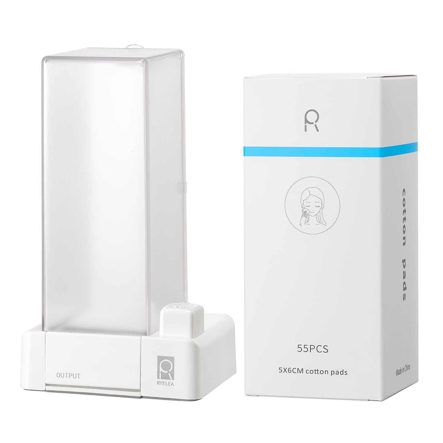 RYELEA 5X6Cm Makeup Remover Pad Organizer Press-To-Dispense Pad Storage Box Dispenser– Waterproof Bathroom Organizer for Vanity And Countertop