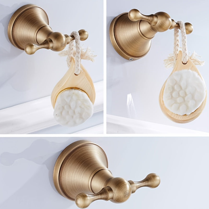 Boho Antique Brass Towel Hook, Wall Mounted Robe and Coat Hanger, Brushed Metal Finish, Easy Install, for Bathroom and Clothes Storage