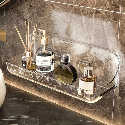 Easy-Install Wall-Mounted Bathroom Organizer - No Drill, Transparent Resin Storage Shelf for Toiletries & Cosmetics