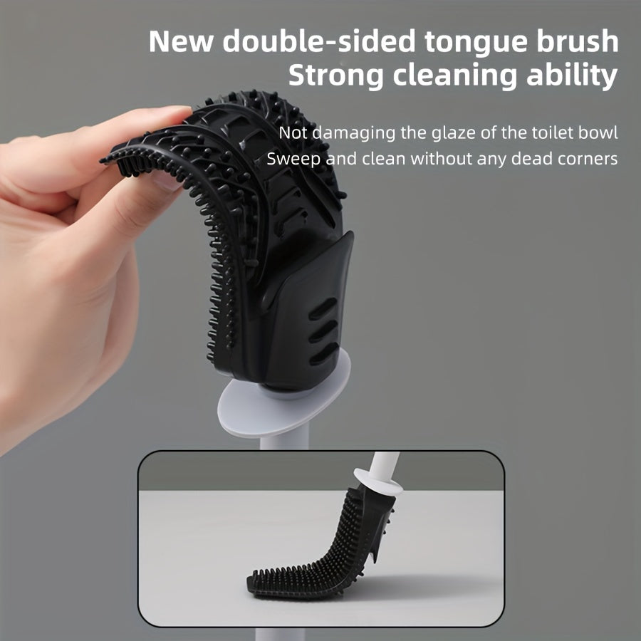 Luxury Wall-Mounted Toilet Brush Set with Long Handle - Silicone, No Dead Corner Cleaning for Bathroom Toilet Brush And Holder Set