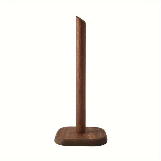 1pc Elegant Solid Wood Paper Towel Holder - No-Drill, Freestanding Design for Kitchen & Bathroom, Natural Wood Finish, Ideal for Roll Paper Storage