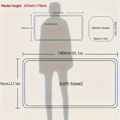 Striped Quick-Dry Towel Set, Absorbent, Durable, Reusable Polyester, for Bathroom, Beach, Spa - Luxury Interior & Exterior Decor Towels