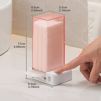 RYELEA 5X6Cm Makeup Remover Pad Organizer Press-To-Dispense Pad Storage Box Dispenser– Waterproof Bathroom Organizer for Vanity And Countertop